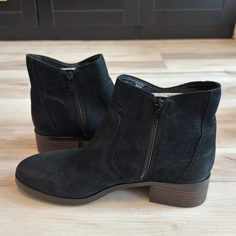 Lucky Brand Pattrik Suede Booties Black Western Boho Ankle Boots Size 8